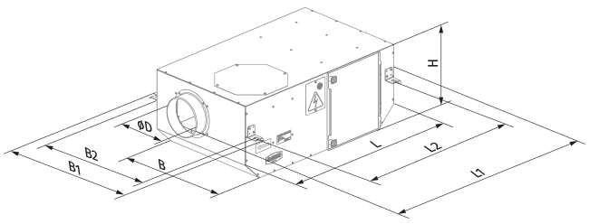 Blauberg Iso Box-F 200 G4/F8/Carbon V2 - Dimensions