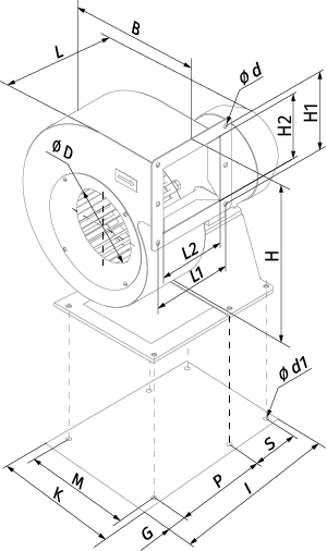 Blauberg S-Vent 315х143-2,2-6D-R90 - Dimensions