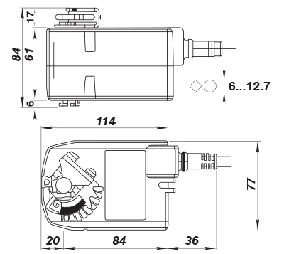 Blauberg Belimo TF24 - Dimensions
