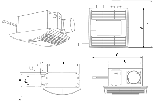 Blauberg Ceileo Compact DC 110 Light H - Dimensions