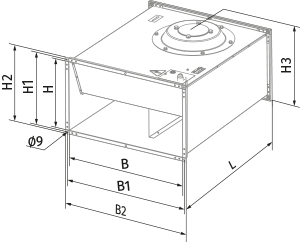 Blauberg Box-F 1000x500 6D - Dimensions