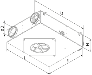 Blauberg KOMFORT ERV EC DB 100 L S14 - Dimensions